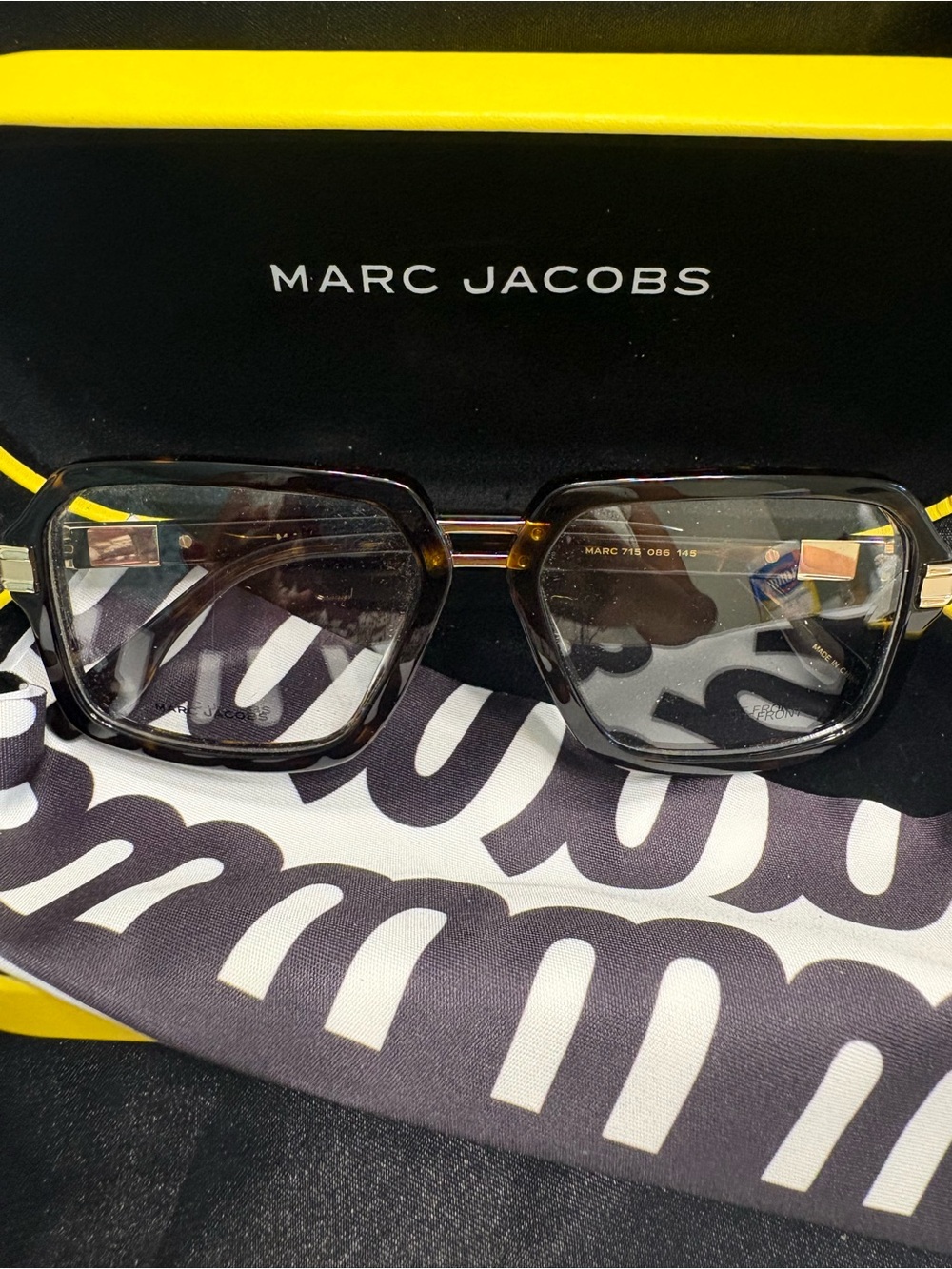 Marc Jacobs Black Tortoiseshell Oversized Square Glasses